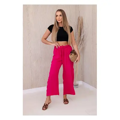 Fuchsia-coloured wide-waisted trousers