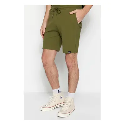 Trendyol Premium Khaki Regular 100% Cotton Label Detailed Texture Shorts & Bermudas