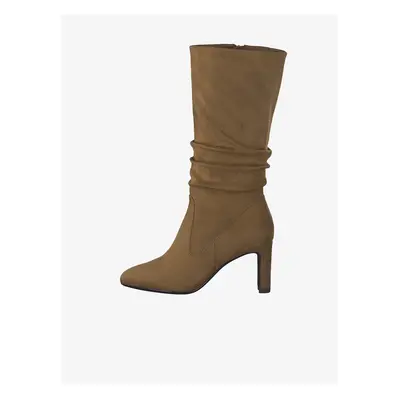 Brown boots on a heel in suede finish Tamaris - Women's