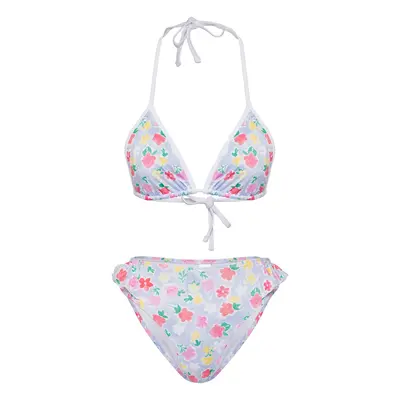 Trendyol Floral Patterned Triangle High Waist Regular Bikini Set