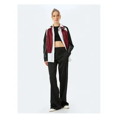 Koton Wide Leg Ribbed Waist Elastic Piping Pocket Detailed Tracksuit Trousers