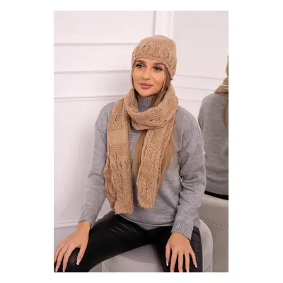 Women's set with scarf Adrianna K417 camel