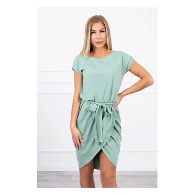 Tied dress with envelope dark mint