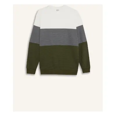 DEFACTO Regular Fit Crew Neck Color Block Jacquard Sweatshirt