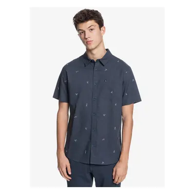 Dark blue men's patterned shirt with short sleeves Quiksilver - Men