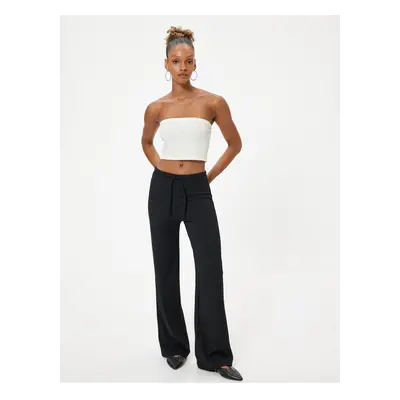 Koton High Waist Wide Leg Lace-Up Waist Trousers