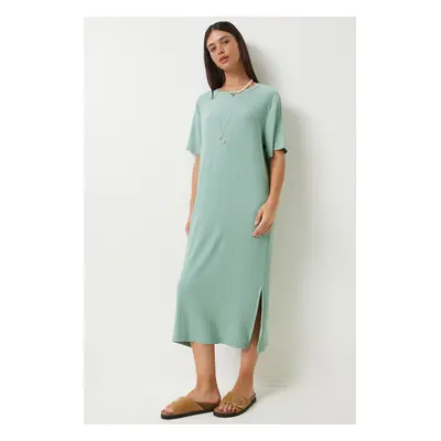 Happiness İstanbul Women's Green Loose Long Casual Knitted Dress