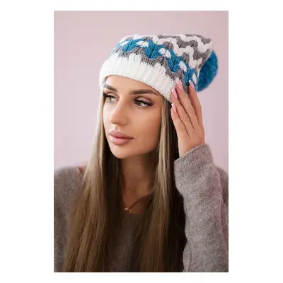 marka niezdefiniowana Women's cap Laila K283 white+grey+turquoise