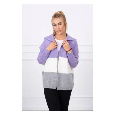 Kesi Three-color hooded sweater purple+ecru+gray