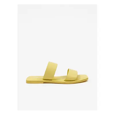 Yellow women's leather slippers VERO MODA Sun Glow - Women