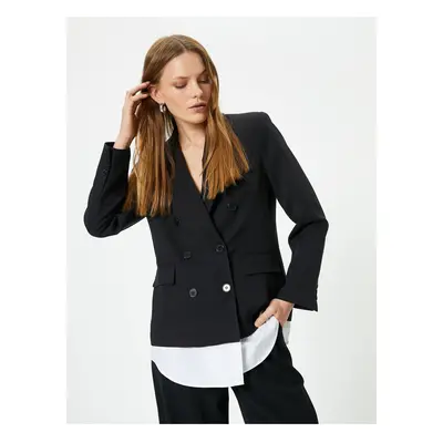 Koton Blazer Jacket Double Breasted Buttoned Pocket Shirt Piece Look