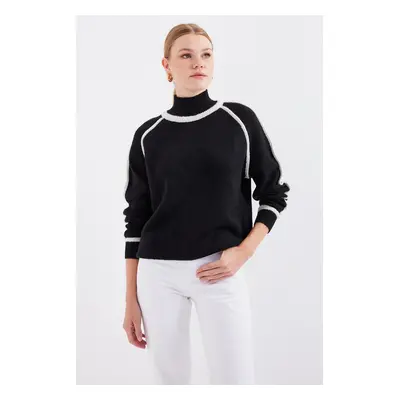 Bigdart Striped Oversize Knitwear Sweater - Black