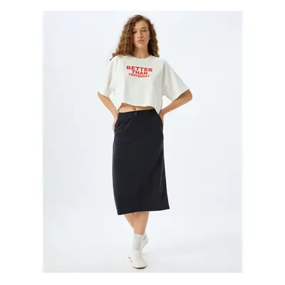 Koton Midi Sports Skirt Waist Elastic Thick Modal Fabric High Waist