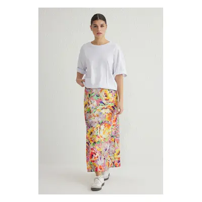 Trendyol Multicolored Large Flower Patterned Fish Cut Maxi Length Woven Skirt