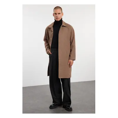 Trendyol Mink Camel Unisex Regular Fit Wool Blend Cashmere Winter Coat