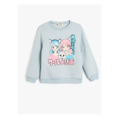 Koton Sweatshirt Anime Printed Long Sleeve Crew Neck