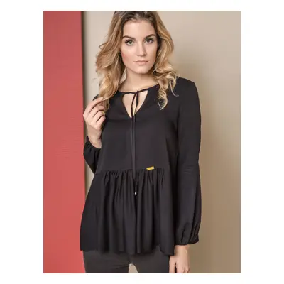 Blouse ONE with wide frill black