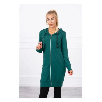 Dress with hood and hood in dark green color