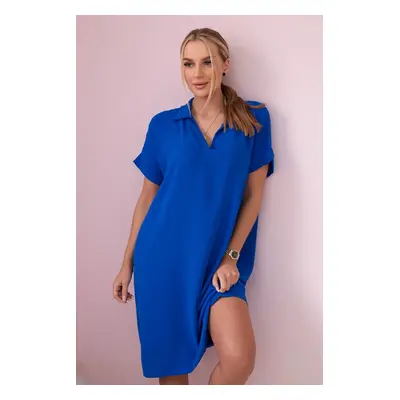 Kesi Włoski V-neck dress with collar cornflower blue