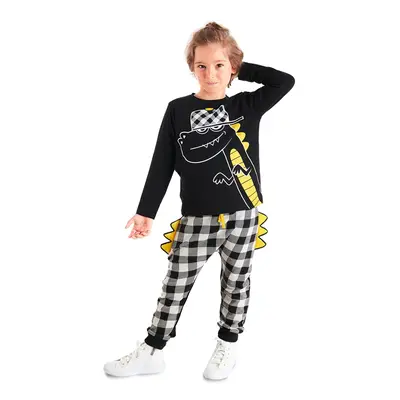 Denokids Rap Dino Boy's T-shirt Plaid Trousers Set