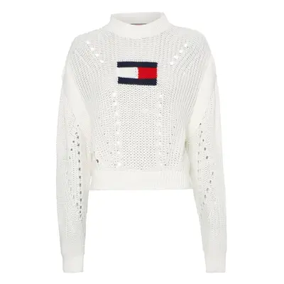 Tommy Jeans Sweater - TJW OVRSZD FLAG STITCH SWEATER white