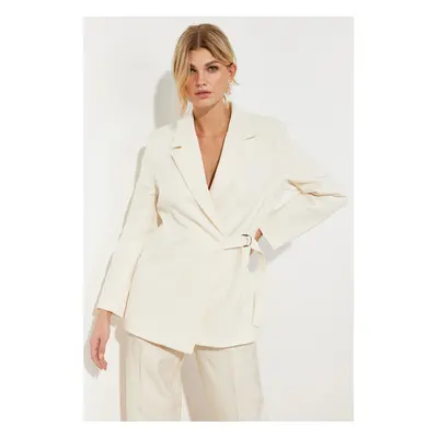 Trendyol Stone Woven Accessory Detail Regular Blazer Jacket