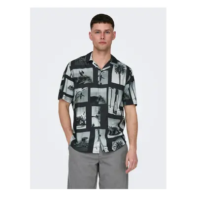 ONLY & SONS Black Men's Patterned Shirt Nano - Men