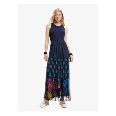 Dark blue women's maxi dress Desigual Dudas - Women's