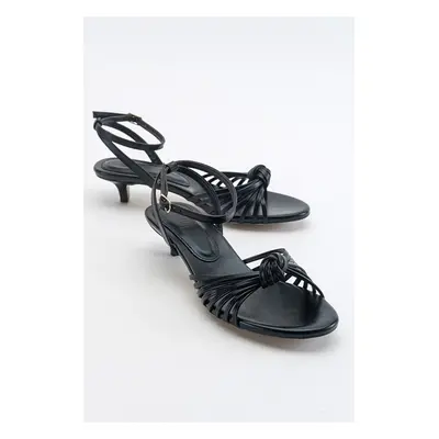 LuviShoes Vind Black Metallic Women's Heeled Sandals