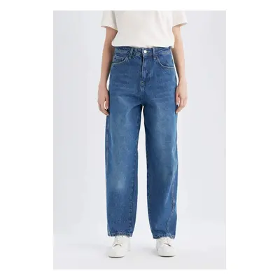 DEFACTO Carrot Fit High Waist Ankle Length Jean Washed Trousers