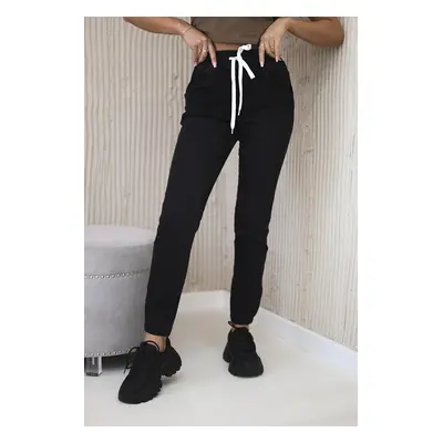 Happy Socks Denim trousers with a drawstring black