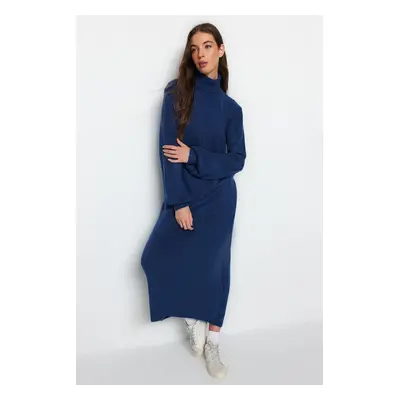 Trendyol Indigo Midi Knitwear Soft Textured Sweater Dress