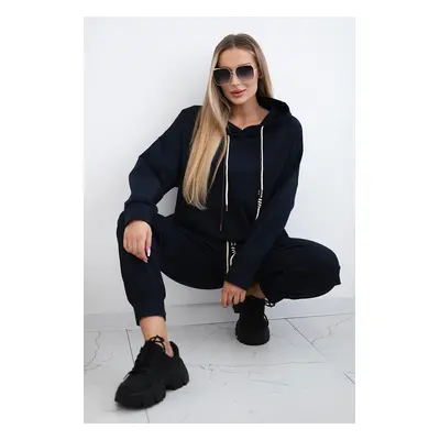 Włoski Viscose set Punto Milano Winter hoodie + pants navy blue