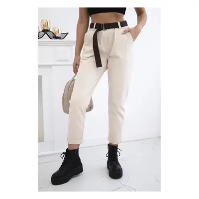 Włoski Punto trousers with belt dark beige