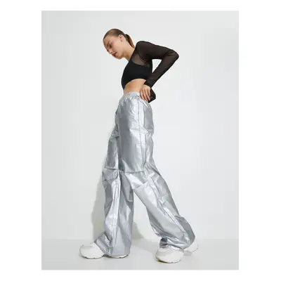 Koton Parachute Sweatpants with Elastic Waist, Stoppers, Pockets, Water Repellent Features