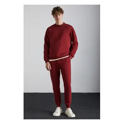 GRIMELANGE Adens Men's Regular Soft Premium Fabric Yarn Ribbed Elastic Leg Claret Red Sweatpants