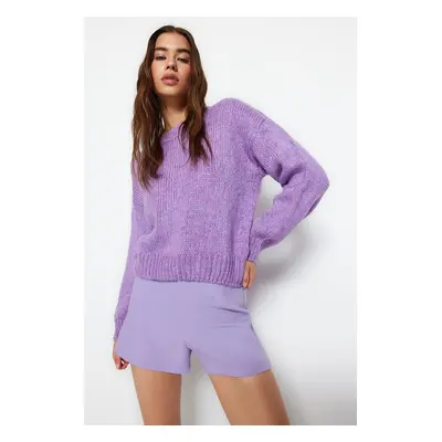 Trendyol Lilac Wide Fit puha textúrájú alap kötöttáru pulóver