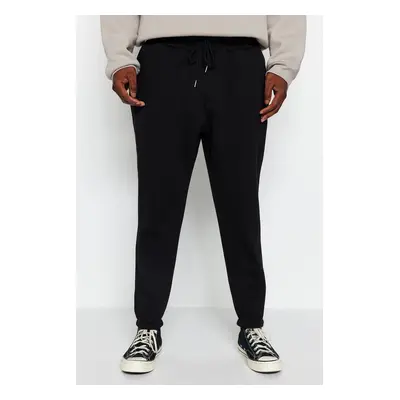 Trendyol Black Plus Size Regular/Normal Cut Elastic Leg Jogger Fleece Sweatpants