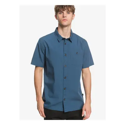 Blue Men's Short Sleeve Shirt Quiksilver Taxer Wash - Men's