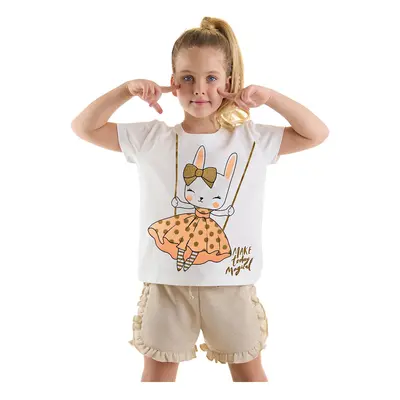 Denokids Happy Rabbit Ruffle Girls Summer T-shirt Glitter Shorts Set