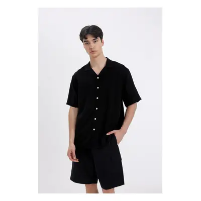 DEFACTO Relax Fit Polo Collar Basic Plain Short Sleeve Shirt