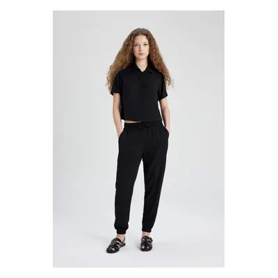 DEFACTO Viscose Jogger Pants Normal Waist Ankle Length Pocket Basic Plain