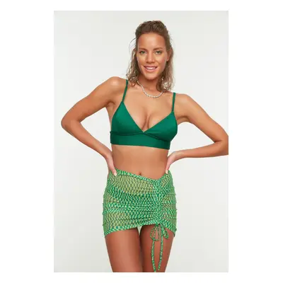 Trendyol Green Geometric Patterned Mini Knitted Gathered Mesh Pareo