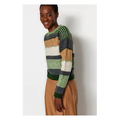 Trendyol Mint Soft Textured Color Block Knitwear Sweater