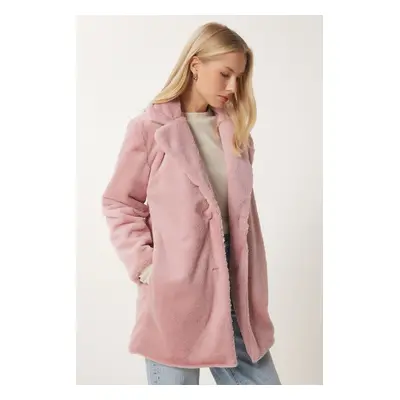 Happiness İstanbul Women's Pink Faux Für Coat