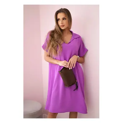 Kesi Włoski V-neck dress with collar violet