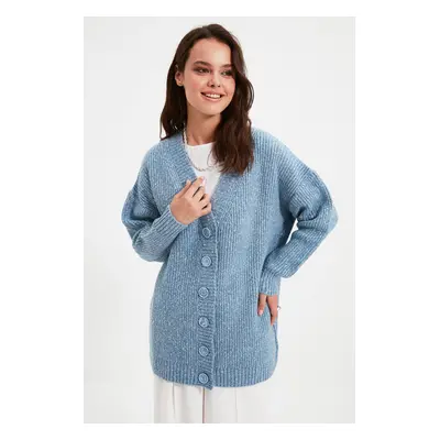 Trendyol Blue Buttoned V Neck Soft Knitwear Cardigan