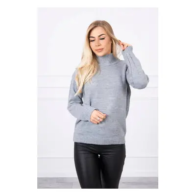 Gray sweater with high neckline