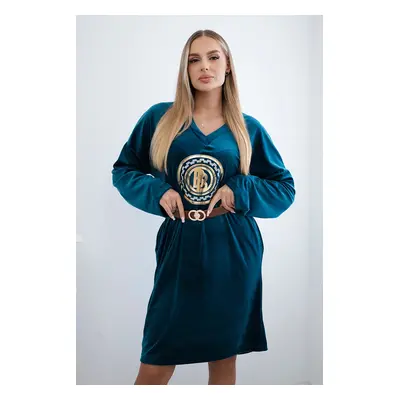 Kesi Włoski Velour dress with belt nautical