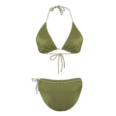 Trendyol Khaki*002 Plain Triangle Accessory Normal Waist Bikini Set